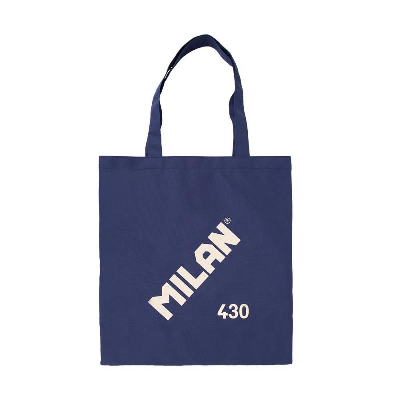 Milan Serie 1918 Tote Bag Bolsa de Tela - Tamaño  50x38x41cm - Asa Larga 27cm - Tejido 'ripstop' - Color Azul Oscuro