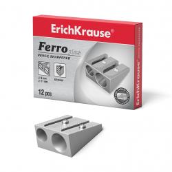 Erichkrause Ferro Plus - Sacapuntas Doble de Aluminio - Agarre Ergonomico - Dos Agujeros de 8mm y 11mm - Cuchilla de Acero al Ca