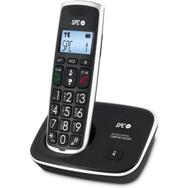 SPC Telefono Fijo Inalambrico para Mayores - Teclas y Numeros Extragrandes - Volumen de Auricular Amplificado - Agenda y 2 Memor