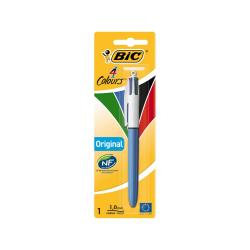 Bic 4 Colours Original Boligrafo de Bola Retractil - Punta Media de 1.0mm - Tinta con Base de Aceite - Cuerpo Azul/Blanco - 4 Co