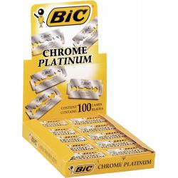 Bic Chrome Platinum Expositor de 20 Cajas de 5 Hojas de Afeitar Doble Filo