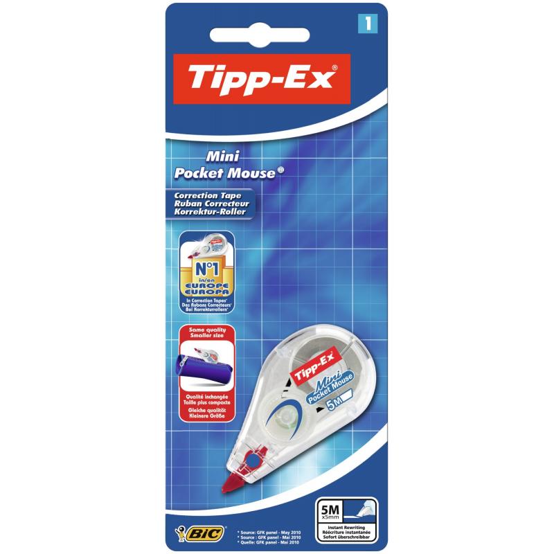 Tipp-Ex Mini Pocket Mouse Cinta Correctora 5mm x 6m - Resistente - Escritura Instantanea (Blister)