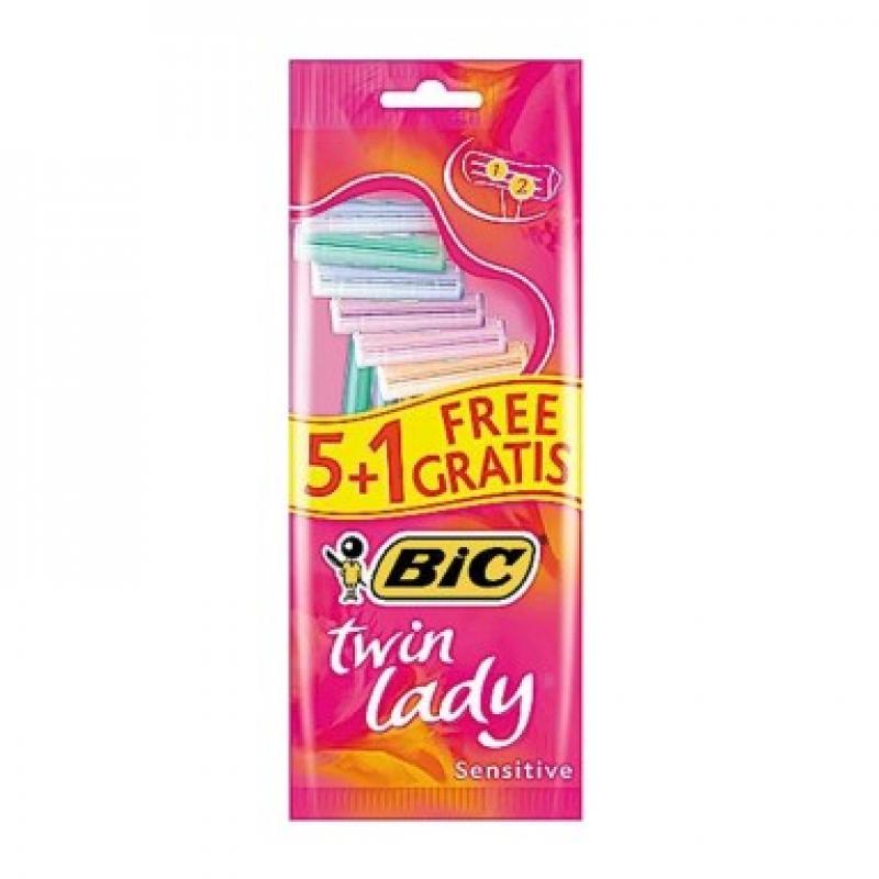 Bic Twin Lady Pack de 5+1 Maquinillas de Depilacion Desechables de 2 Hojas