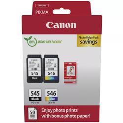 Canon PG-545/CL-546 Pack de 2 Cartuchos de Tinta Originales + 50 Hojas de Papel Fotografico - 8287B008
