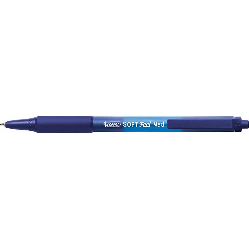 Bic Soft Feel Boligrafo Retractil - Punta Media de 1mm - Cuerpo Translucido con Grip - Color Azul