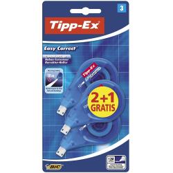 Tipp-Ex Easy Correct 2+1 Pack de 3 Cintas Correctoras 4.2mm x 12m - Resistente - Escritura Instantanea (Blister)