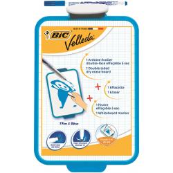 Bic Velleda Pizarra Escolar Dos Superficies Blanca y Milimetrada + 1 Marcador Velleda Azul + 1 Borrador - Dimensiones: 26x19 cm