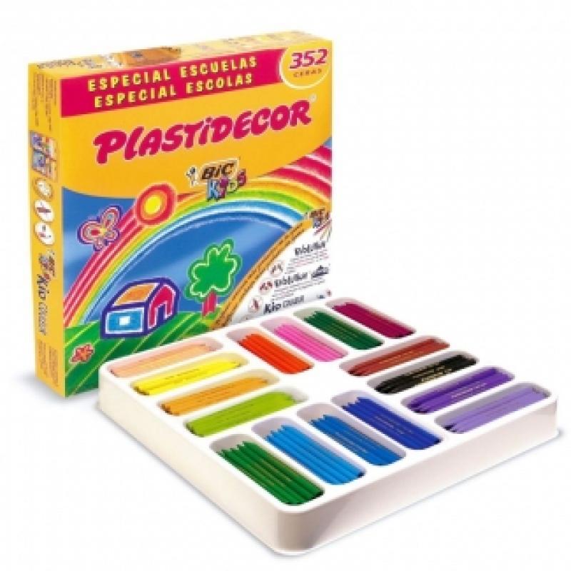 Bic Kids Plastidecor Caja de 352 Lapices de Cera - Extraresistentes - Facil de Sacar Punta - No Mancha