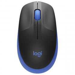 Logitech M190 Full Size Raton Inalambrico USB 1000dpi - 3 Botones - Gran Tamaño - Uso Ambidiestro - Color Negro/Azul