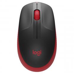 Logitech M190 Full Size Raton Inalambrico USB 1000dpi - 3 Botones - Gran Tamaño - Uso Ambidiestro - Color Negro/Rojo