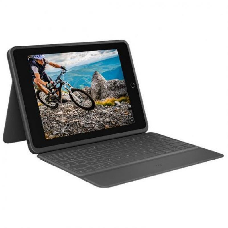 Logitech Rugged Folio Funda con Teclado Inalambrico para iPad 7ª y 8ª Generacion 10.2" - Escritura Silenciosa - Teclas de Acceso