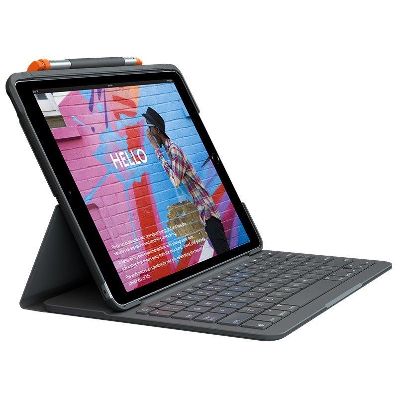 Logitech Slim Folio Funda con Teclado Bluetooth para iPad 7ª y 8ª Generacion 10.2" - Escritura, Dibujo y Lectura - Color Gris