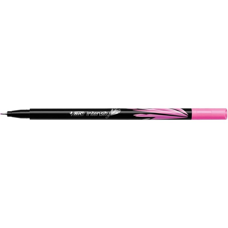 Bic Intensity Fine Rotulador de Punta Fina de 0.8mm - Trazo de 0.4mm - Tinta con Base de Agua - Color Rosa