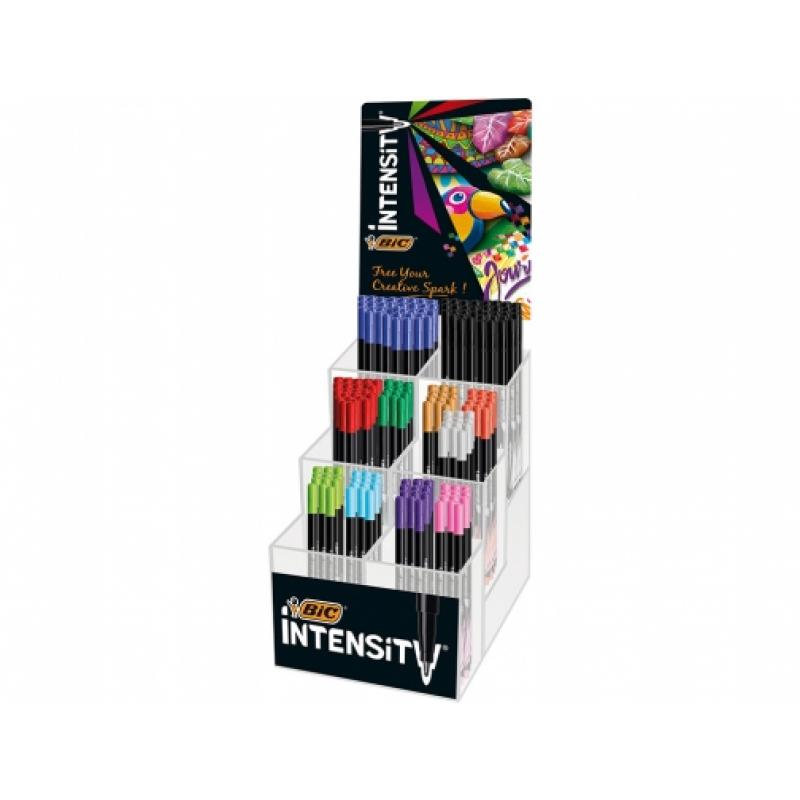 Bic Intensity Fine Expositor de 192 Rotuladores - Punta Fina de 0.8mm - Trazo de 0.4mm - Colores Surtidos