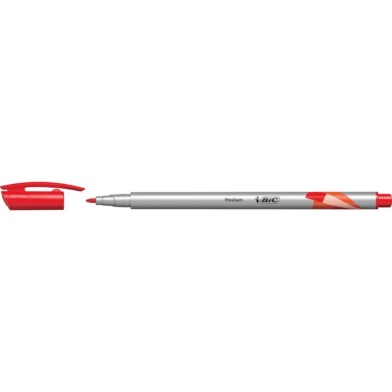 Bic Intensity Medium Rotulador de Punta Media de 0.8mm - Tinta con Base de Agua - Color Rojo