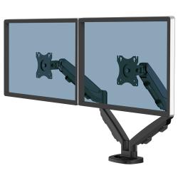 Fellowes Eppa Brazo para Monitor Doble - Hasta 39" y 8kg - Ajustable con Muelle de Gas - Sistema de Gestion de Cables - Color Ne