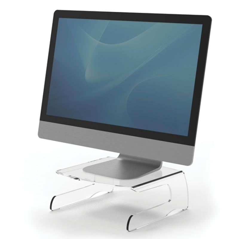 Fellowes Clarity Soporte para Monitor - Altura de 11cm - Resistente Acrilico de 6mm de Espesor - Hasta 6.5kg - Color Transparent