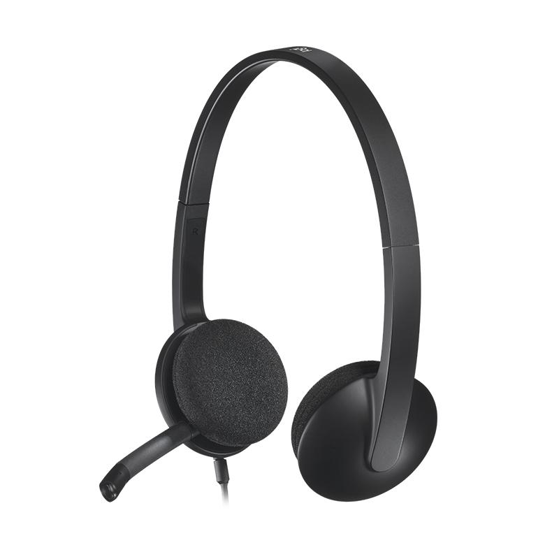 Logitech H340 Auriculares con Microfono USB - Microfono Plegable - Diadema Ajustable - Almohadillas Acolchadas - Cable de 1.80m 