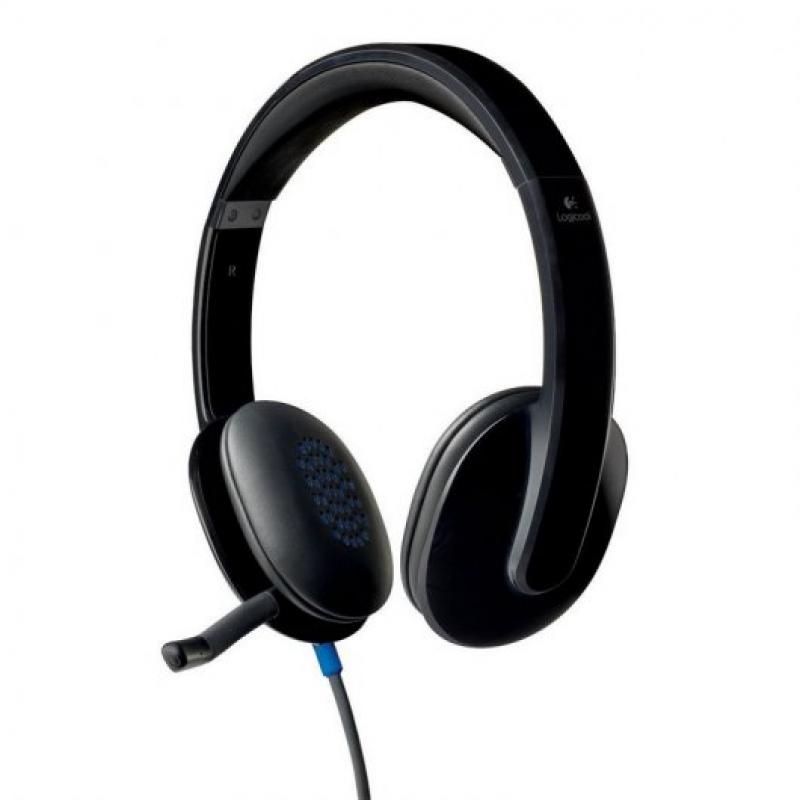 Logitech H540 Auriculares con Microfono USB - Microfono Plegable - Diadema Ajustable - Almohadillas Acolchadas - Controles en Au