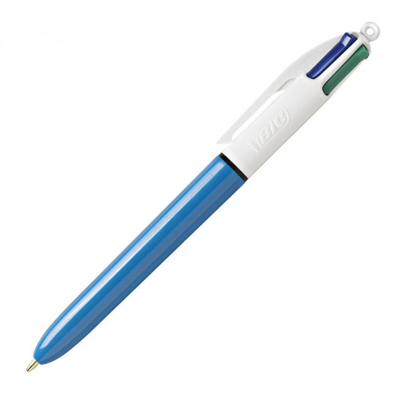 Bic 4 Colours Original Boligrafo de Bola Retractil - Punta Media de 1.0 mm - Tinta con Base de Aceite - Cuerpo Azul/Blanco - 4 C