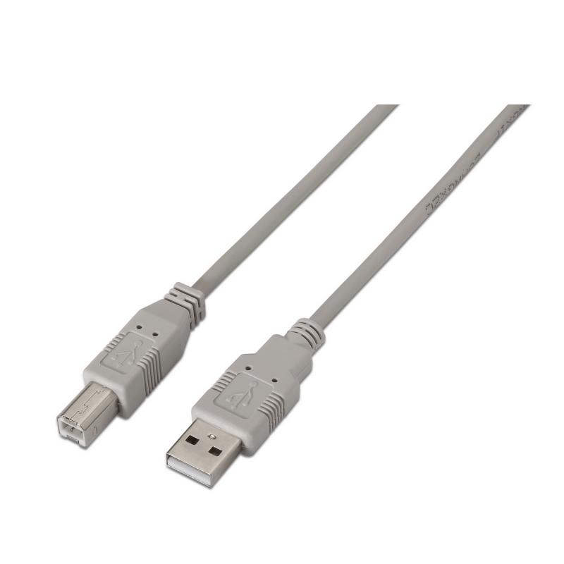 Aisens Cable USB 2.0 Impresora - Tipo A Macho a Tipo B Macho - 1.0m - Color Beige