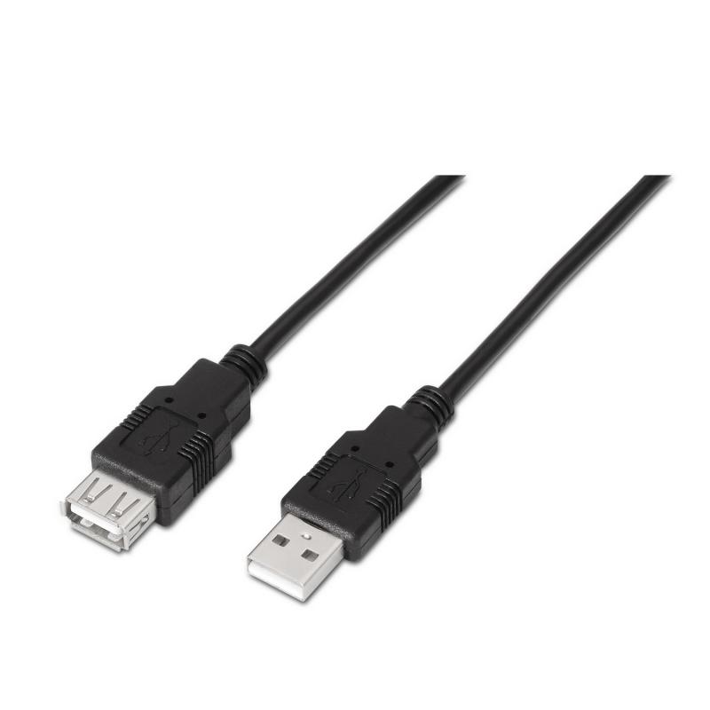 Aisens Cable Extension USB 2.0 - Tipo A Macho a Tipo A Hembra - 1.8m - Color Negro