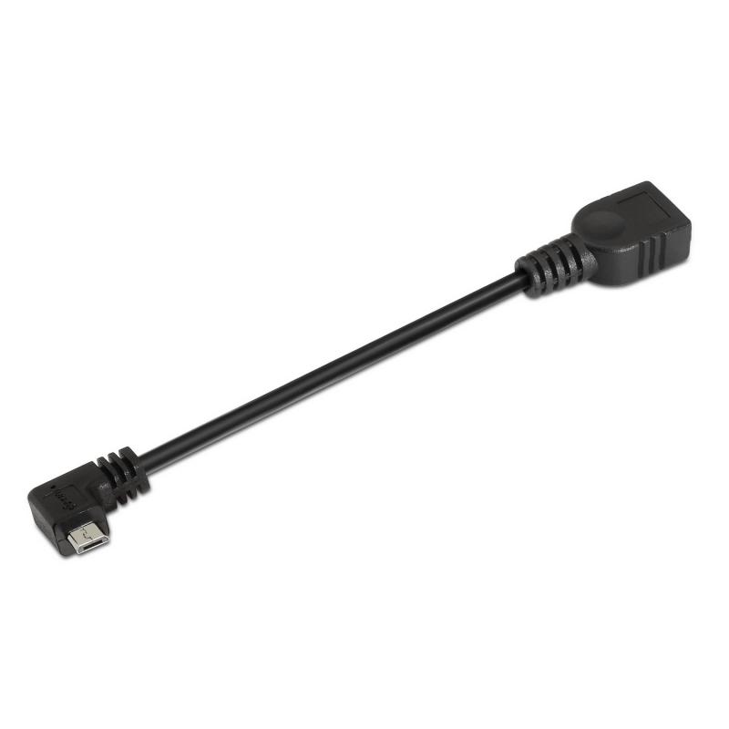 Aisens Cable USB 2.0 OTG Acodado - Tipo Micro B Macho-A Hembra - 15cm - Color Negro