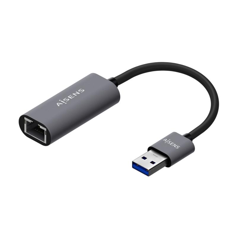 Aisens Conversor USB 3.0 a Ethernet Gigabit 10/100/1000 Mbps - 15cm - Color Gris