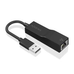 Aisens Conversor USB 3.0 a Ethernet Gigabit 10/100/1000 Mbps - 15cm - Color Negro