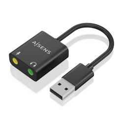 Aisens Conversor USB-A a Audio 48KHz - USB-A/M-2xJACK 3.5/H - 10cm - Color Negro