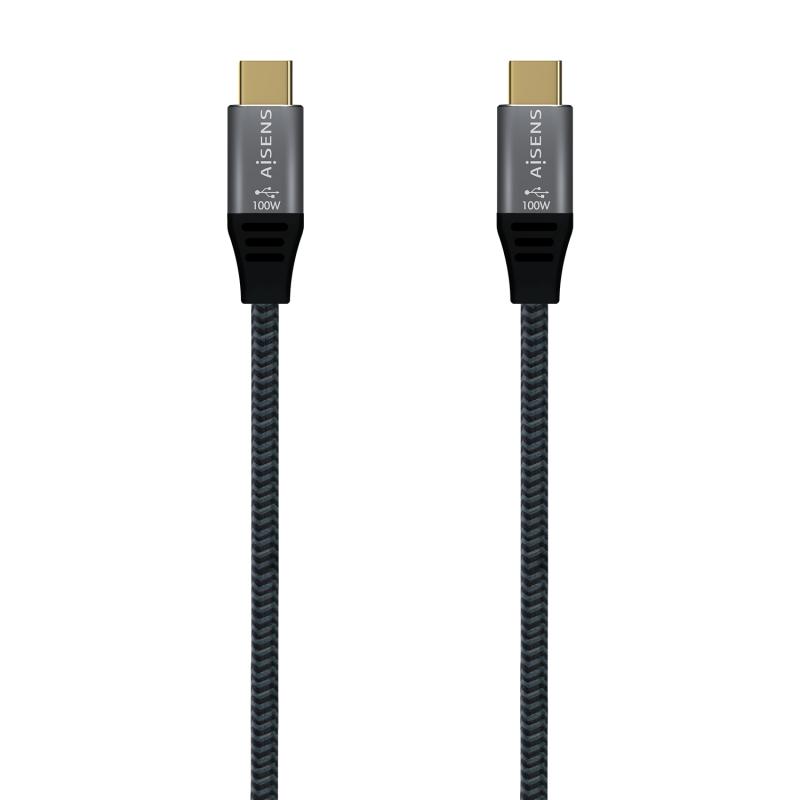 Aisens Cable USB 2.0 Aluminio 5A 100W E-MARK - USB-C/M-USB-C/M - 2.0M - Color Gris