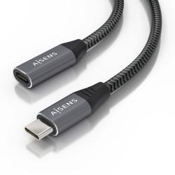 Aisens Cable USB 3.2 GEN2x2 Aluminio 20Gbps 8K@30Hz 5A 100W - Tipo USB-C/M-USB-C/H - 2.0m - Color Gris