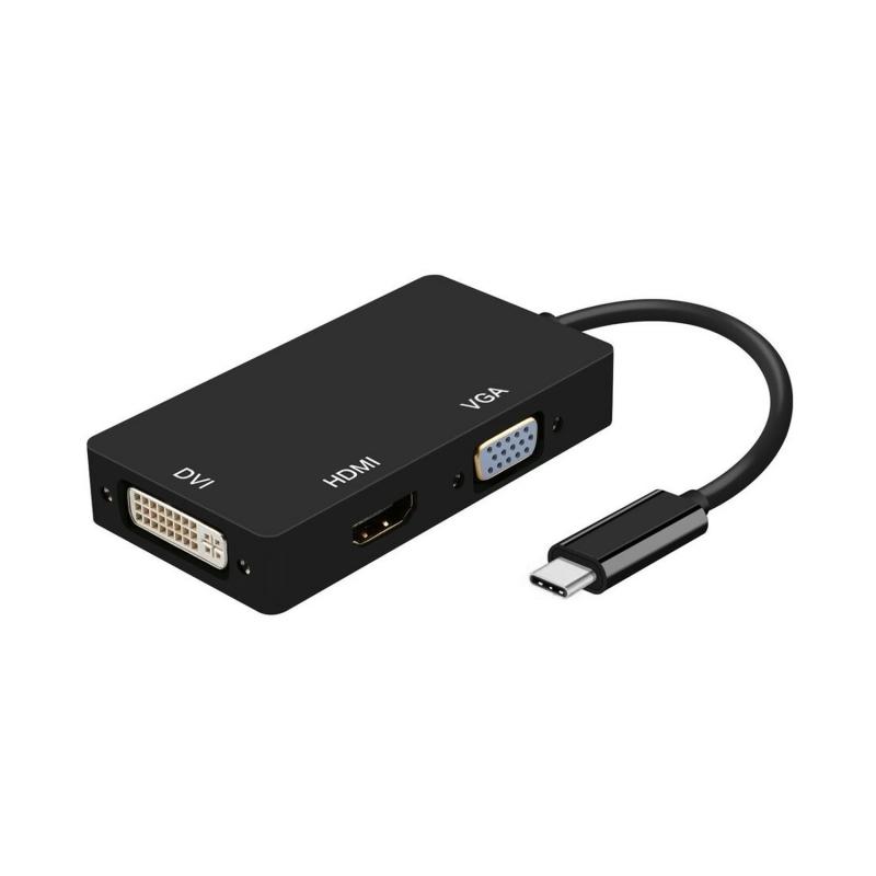 Aisens Conversor USB-C a DVI/HDMI/VGA - USB-C/M-DVI/H-HDMI/H-VGA/H - 15cm - Color Negro