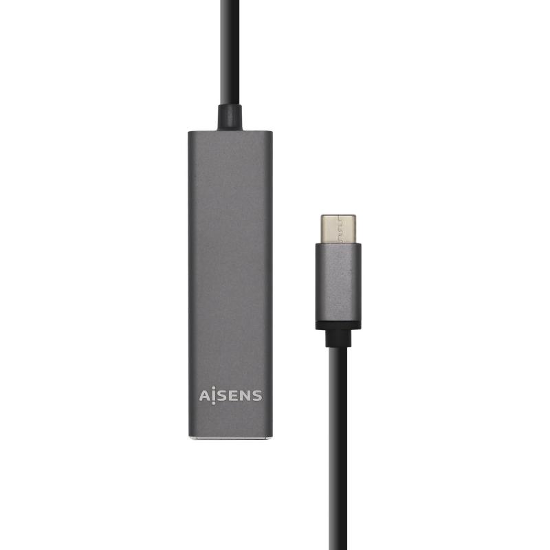 Aisens HUB USB 3.1 USB-C - USB-C Macho a 4xTipo A Hembra - 15cm - Color Gris