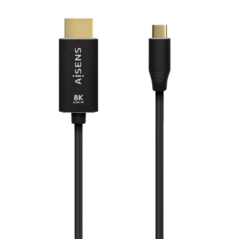 Aisens Cable Conversor Aluminio USB-C a HDMI 2.1 8K@60Hz - USB-C/M-HDMI/M - 2.0m - Color Negro