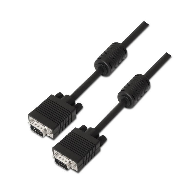 Aisens Cable SVGA con Ferrita - HDB15/Macho-HDB15/Macho - 3.0m para Monitor - Televisor y Proyector - Color Negro