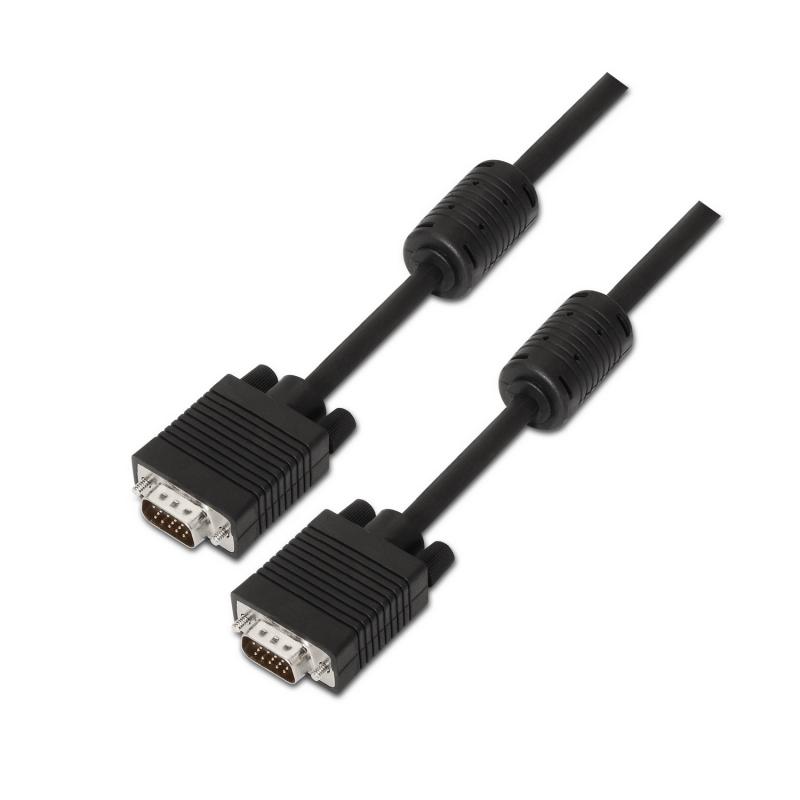 Aisens Cable SVGA con Ferrita - HDB15/Macho-HDB15/Macho - 10m - Color Negro