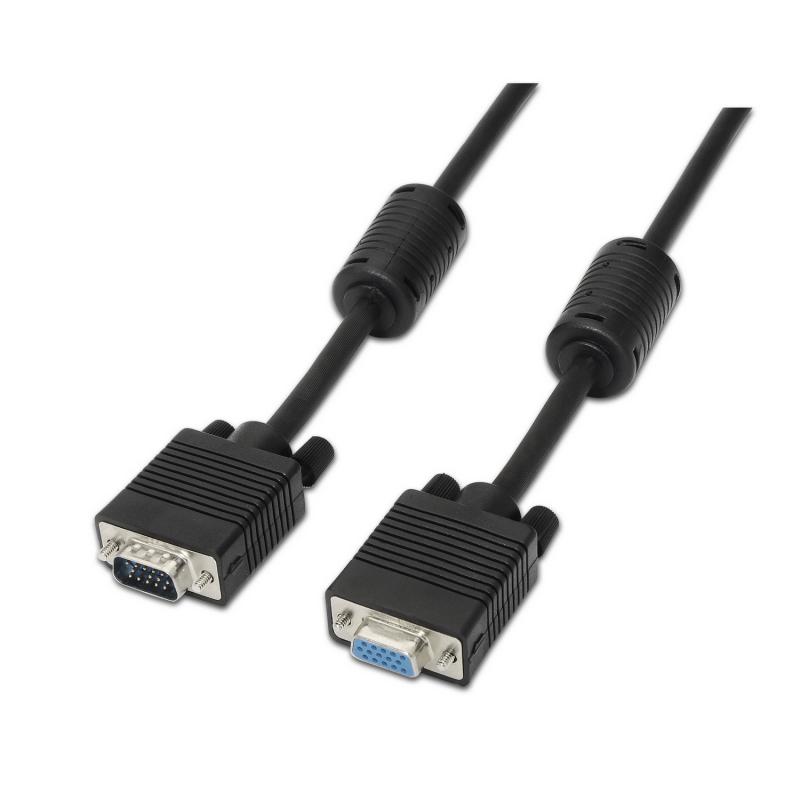 Aisens Cable SVGA con Ferrita - HDB15/Macho-HDB15/Hembra - 1.8m - Color Negro