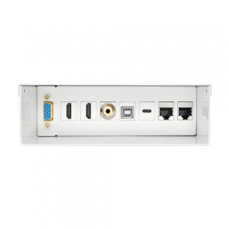 Aisens Caja de Conexiones VGA, Jack 3.5, 2x HDM, 1x USB-, 1x USB-B, 2x RJ45 Cat.6A STP - Color Blanco