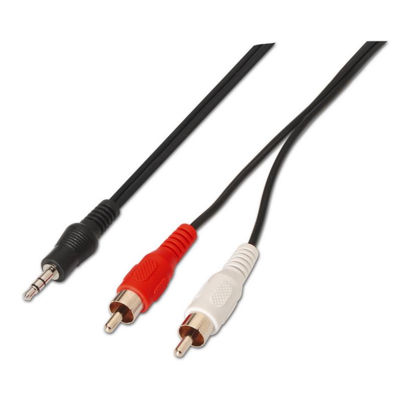 Aisens Cable Audio Estereo - JACK 3.5/M-2xRCA Macho - 3.0m - Color Negro