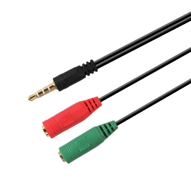 Aisens Cable Adaptador Audio JACK 3.5 4 Pines/M-2xJACK 3.5 3 Pines/H - 20cm - Color Negro