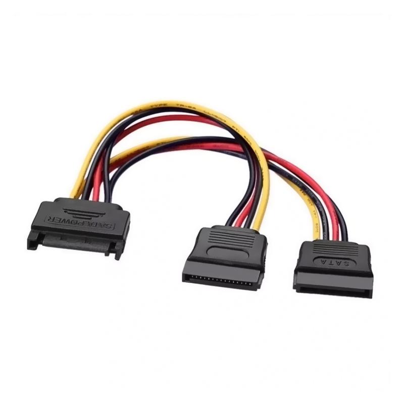 Aisens Cable SATA Alimentacion - SATA/M-2xSATA/H - 20cm - Color Negro