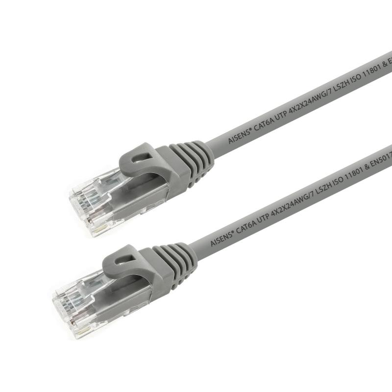 Aisens Cable de Red Latiguillo RJ45 LSZH Cat.6A 500 Mhz UTP AWG24 - 0.50m - Libre de Halogenos - 10 Gigabit/s - Color Gris