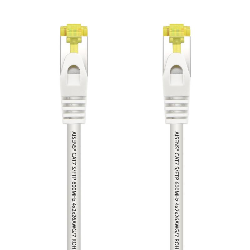 Aisens Cable de Red Latiguillo RJ45 LSZH Cat.7 600 MHz S/FTP PIMF AWG26 - 0.5M - Color Blanco