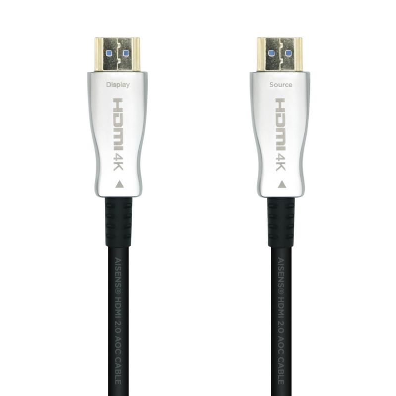 Aisens Cable HDMI V2.0 AOC (Active Optical Cable) Premium Alta Velocidad/ HEC 4K@60HZ 18GBPS - A/M-A/M - 30m - Color Negro