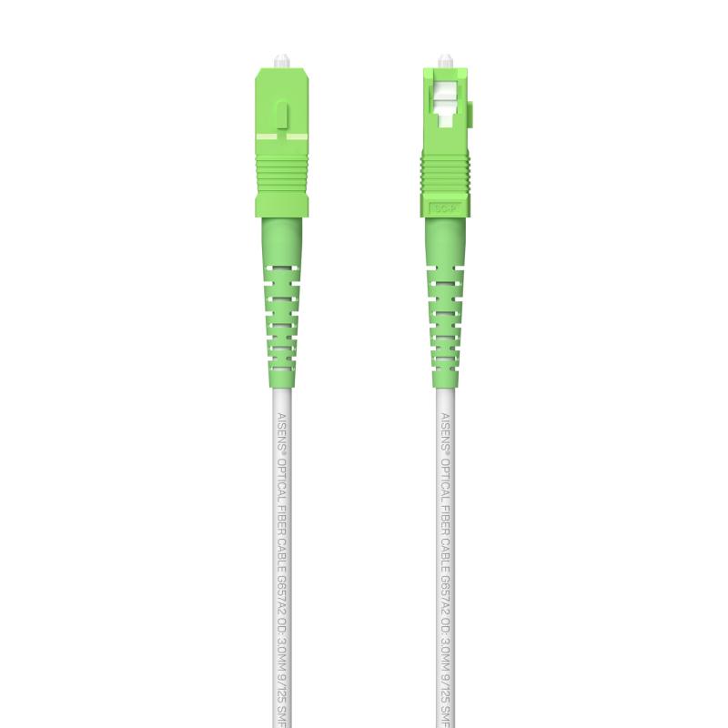 Aisens Cable Fibra Optica Latiguillo G657A2 3.0 9/125 SMF Simplex CPR Dca LSZH - SC/APC-SC/APC - 80m - Color Blanco