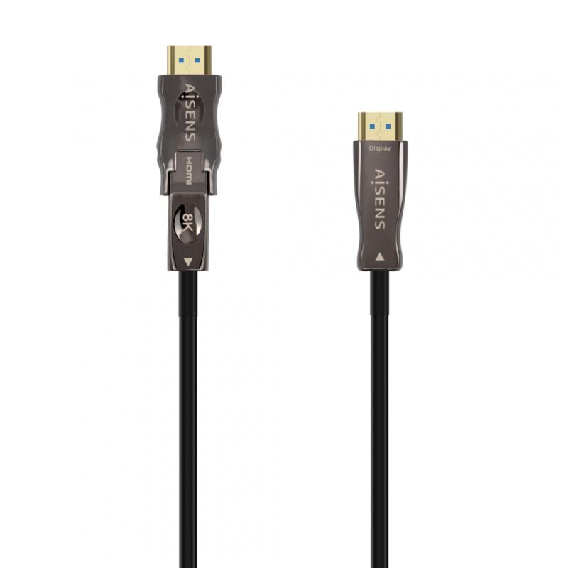 Aisens Cable Hdmi V2.1 AOC Desmontable Ultra Alta Velocidad / Hec 8K@60Hz 4K@120Hz 4:4:4 48Gbps - A/M-D/A/M - 15M - Color Negro