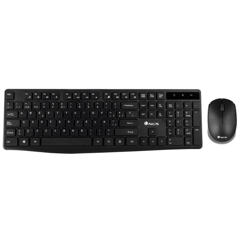 NGS Allure Pack Inalambrico USB Teclado Multimedia + Raton 1200dpi 3 Botones - Uso Ambidiestro - Color Negro