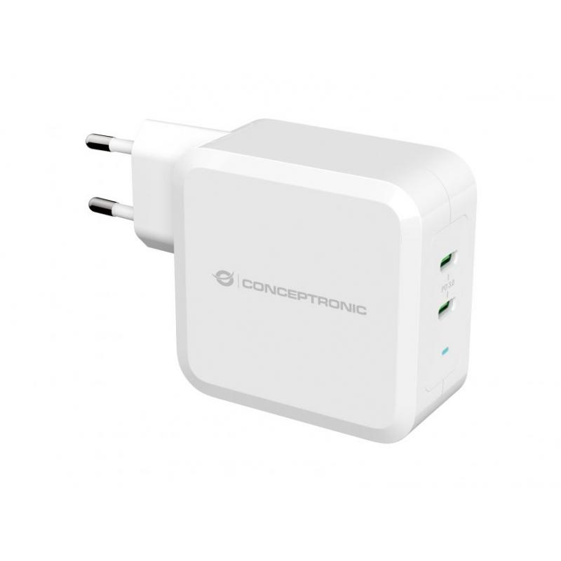 Conceptronic Althea Cargador Universal Quick Charge PD 2xUSB-C GaN 100W