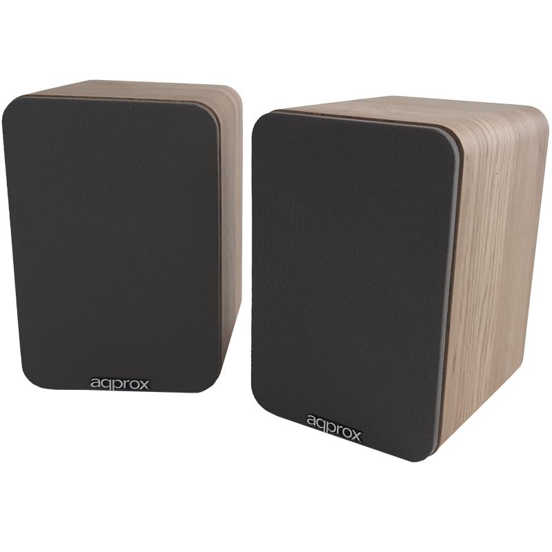 Approx Altavoces Autoamplificados 60W RMS Bluetooth 5.0 - Carcasa de Madera - RCA, Optical, Coaxial, USB - Incluye Soporte de Pa